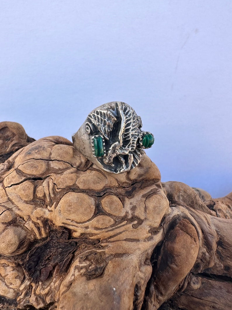 Men’s Malachite Eagle Ring Size 12.5