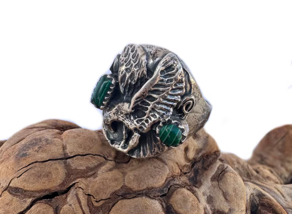 Men’s Malachite Eagle Ring Size 12.5