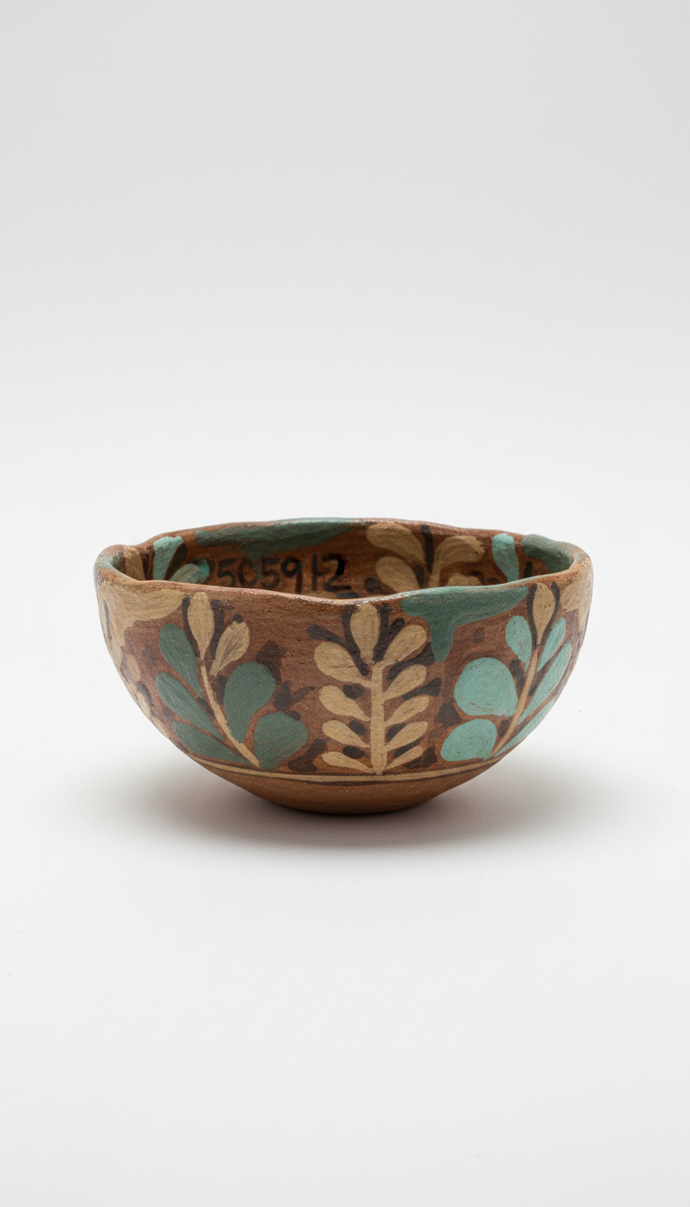 Painted Clay Pottery Bowl