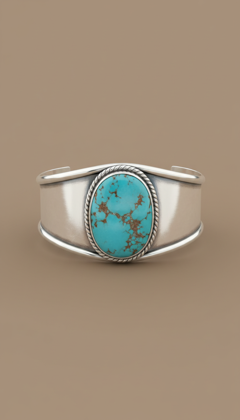 Turquoise and Silver Cuff Bracelet