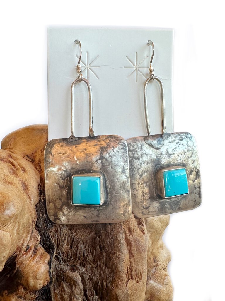 Rose Swett Hammered Turquoise Square Dangles