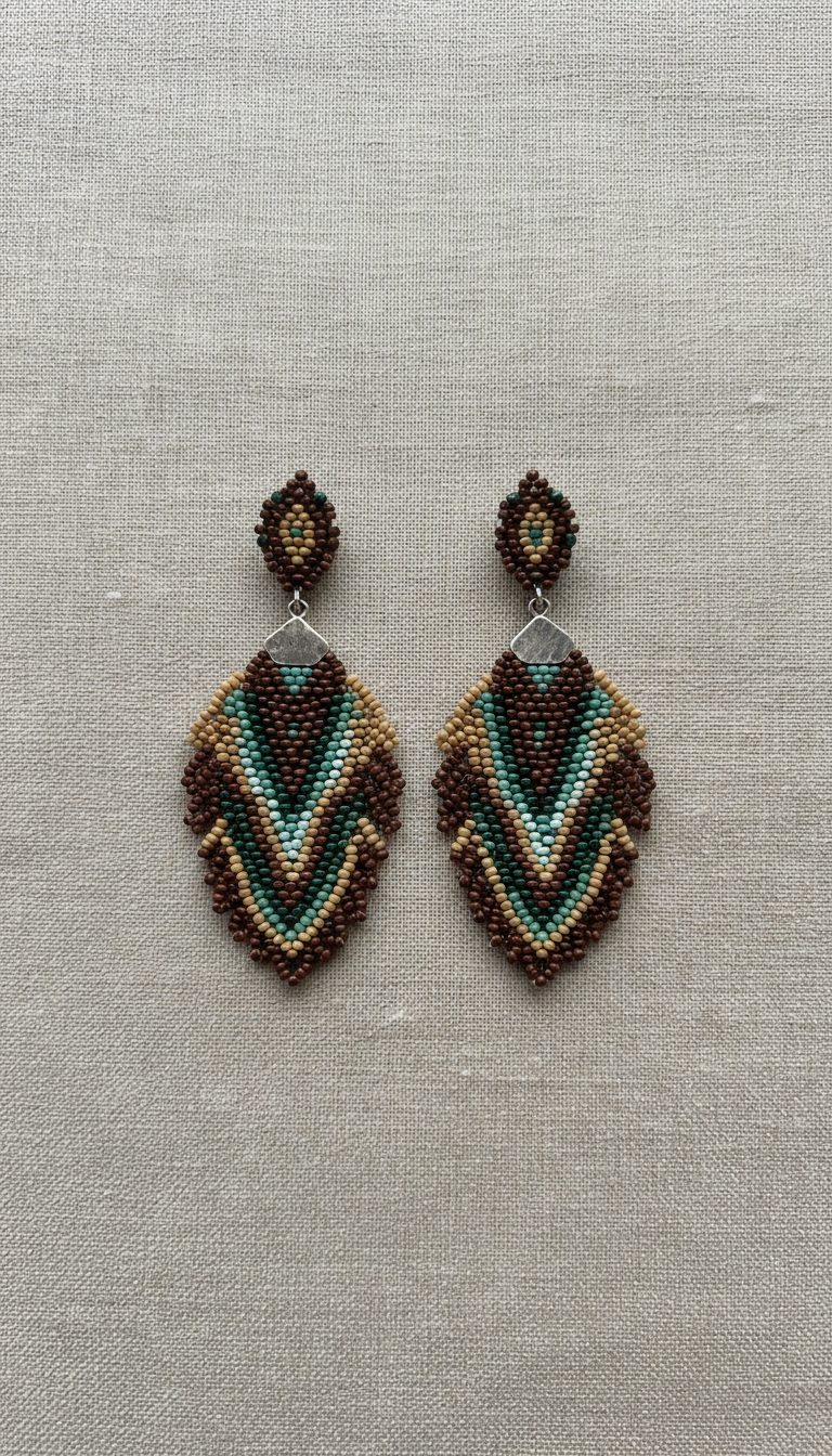 Beaded Feather Earrings