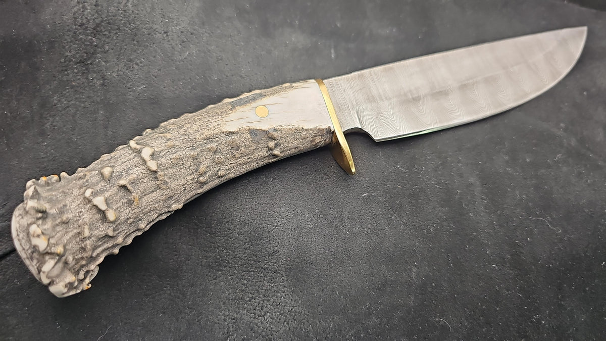 Marc Ulasik Damascus blade antler handle knife